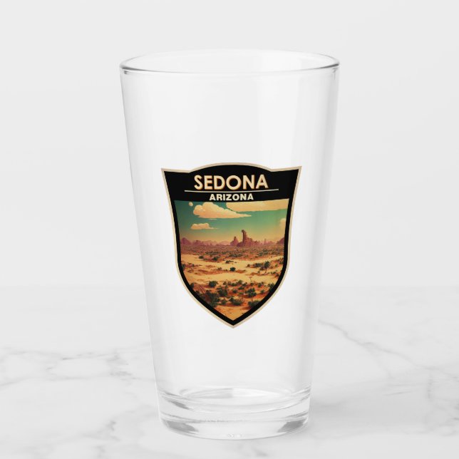 Verre Sedona Arizona Retro Travel Art Badge (Devant)