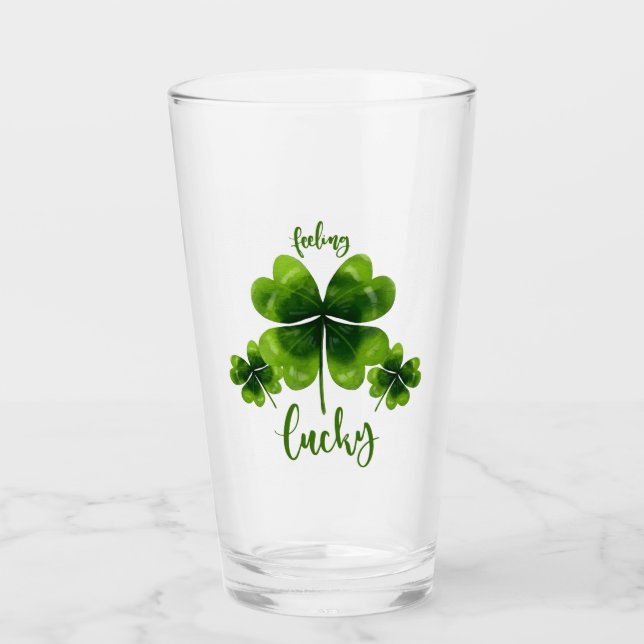 Verre Sentez Lucky St Patrick's Day Glass avec Shamrock (Devant)