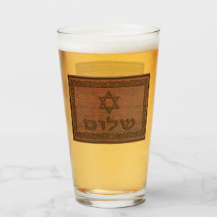 Verre Shalom en bois sculpté