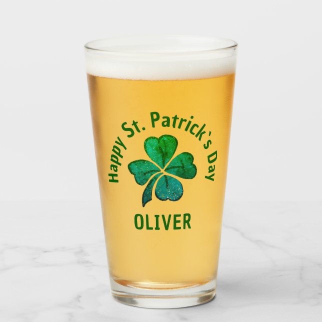 Verre Shamrock Clover Green St Patrick`s Day (Devant (rempli))