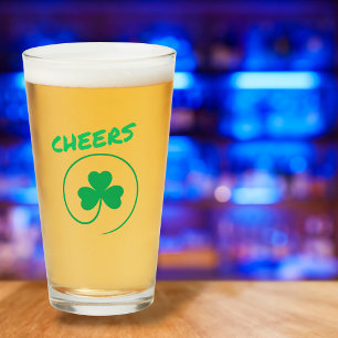 Verre Shamrock Clover Irlande Irlandais Cheers St Patric