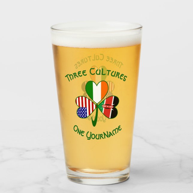 Verre Shamrock du drapeau irlandais américain kenyan per (Devant (rempli))