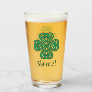 Verre Shamrock irlandais de Sláinte Green Celtic Lucky C