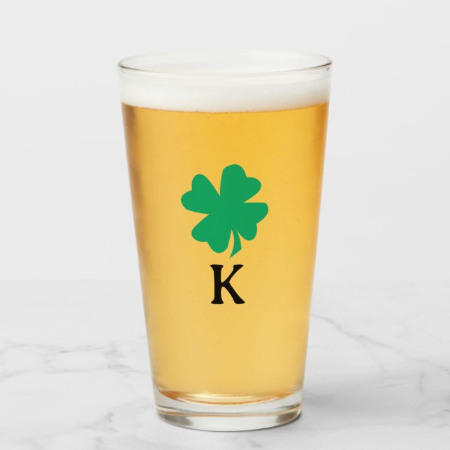 Verre Shamrock irlandais Leaf St Patrick's Day Monogramm (Devant (rempli))