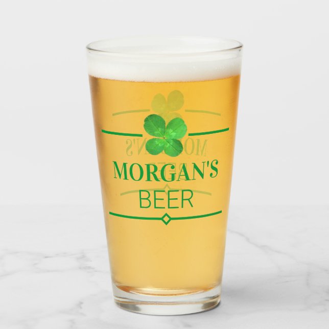 Verre Shamrock irlandais personnalisé par cool de trèfle (Devant (rempli))