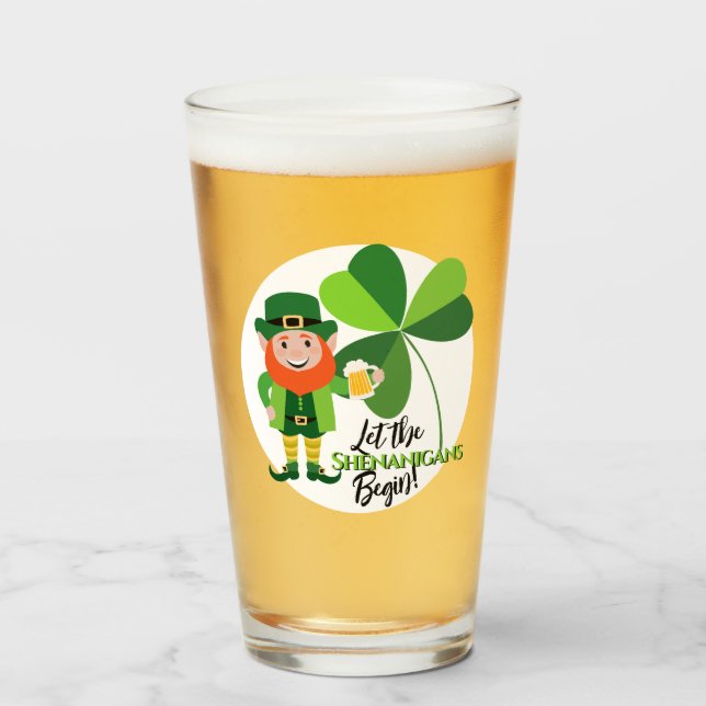 Verre Shenanigans Leprechaun Shamrock Saint Patrick (Devant (rempli))