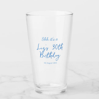 Verre shh its a 30th birthday name date blue simple mini