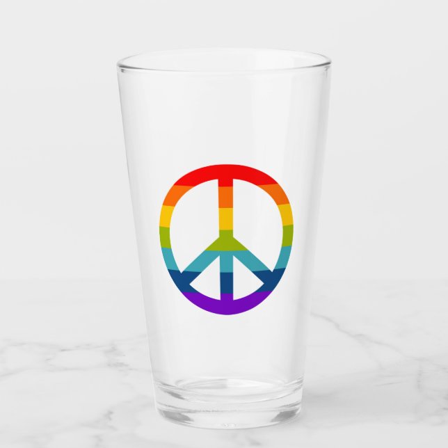 Verre Signe de paix arc-en-ciel (Devant)