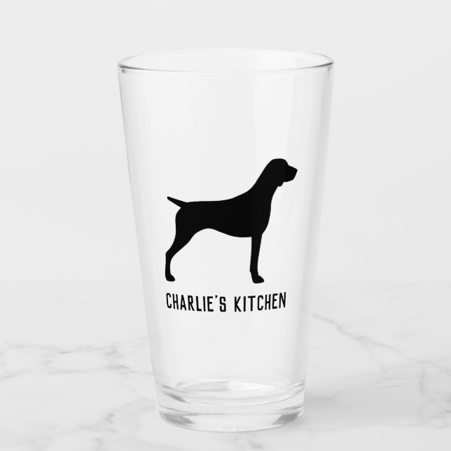 Verre Silhouette de chien pointeur allemand personnalisé (Devant)