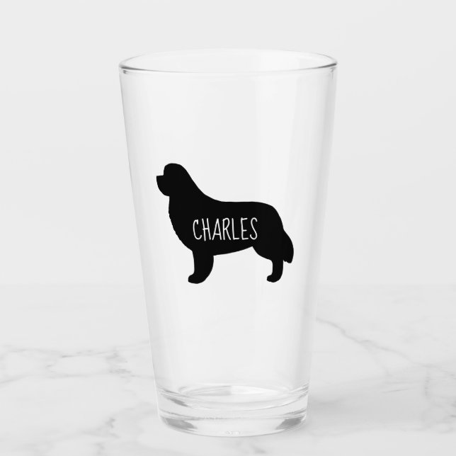 Verre Silhouette de Terre-Neuve Chien personnalisé (Devant)