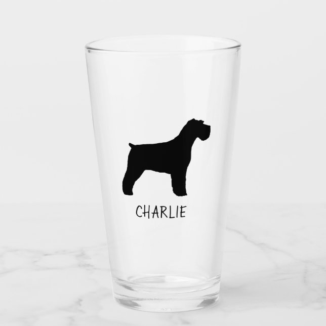Verre Silhouette noire de chien de Schnauzer (Devant)