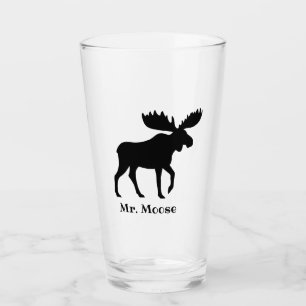 Verre Silhouette noire d'orignaux personnalisée