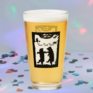 Verre Silhouette Noire Ours Chouette Des Arbres Sur Bran