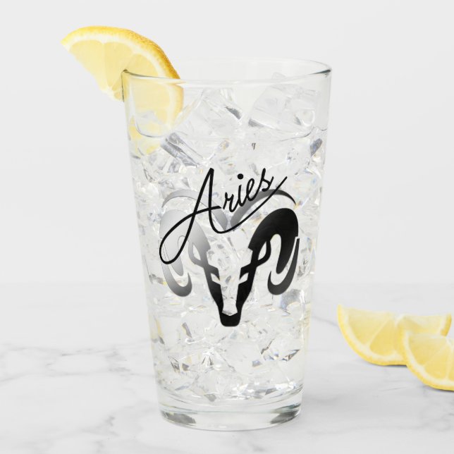 Verre Silver Aries le bélier Zodiac (Devant glace)