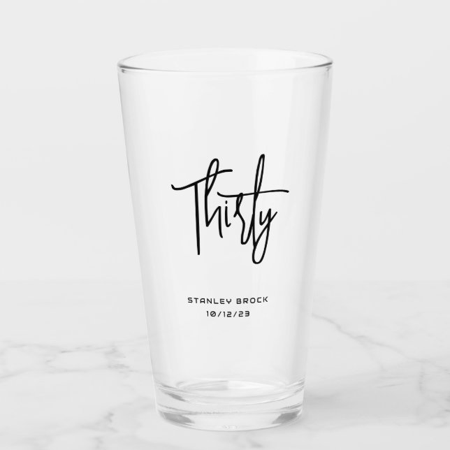 Verre Simple Calligraphie noir 30e anniversaire (Devant)