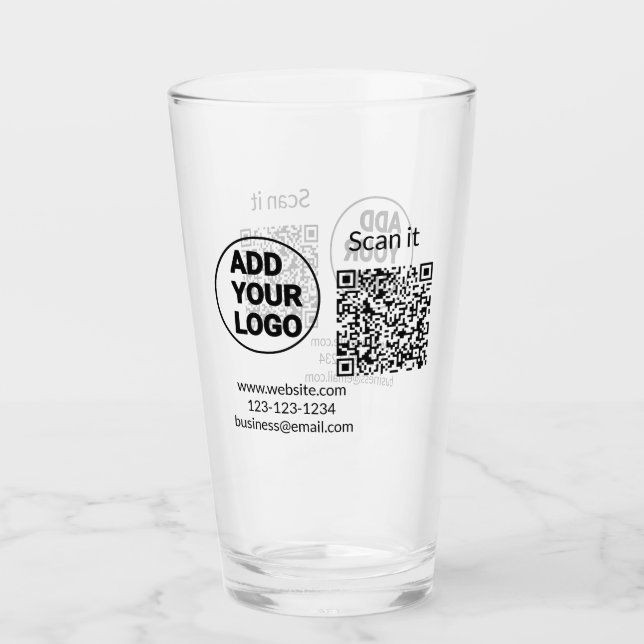Verre Simple minimum q r code ajouter logo code d'analys (Devant)