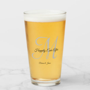 Verre Simple Monogramme De Script Heureux Jamais Après M