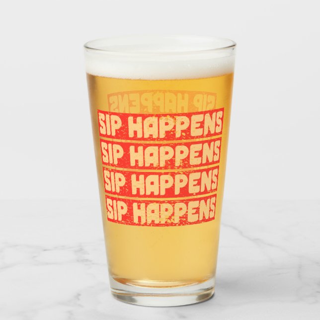 Verre SIP HAPPENS – Funny Beer Glass (Devant (rempli))