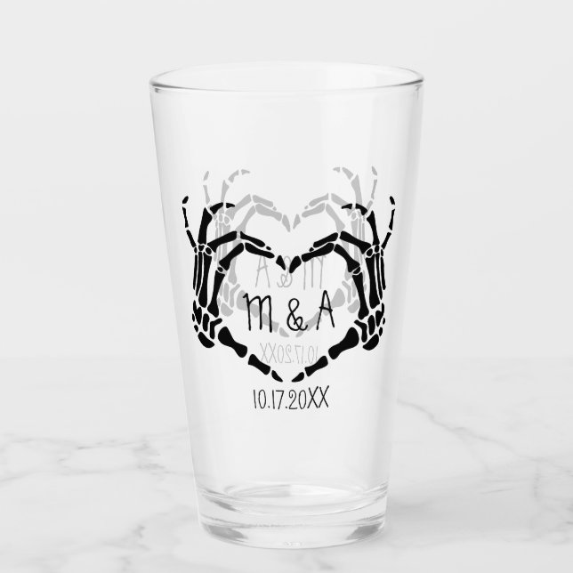 Verre Skeleton Main Forme de coeur Mariage personnalisé (Devant)