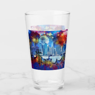 Verre SlipperyJoe NYC graffiti lune entourée tourbillonn