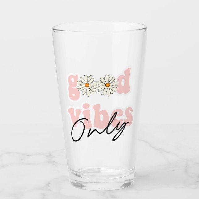 Verre Slogan hippie des années 70 de Good Vibes (Devant)