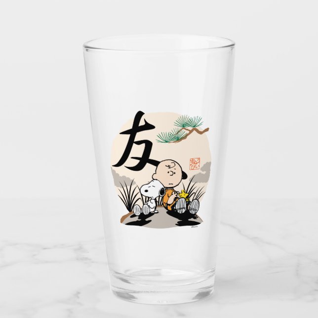 Verre Snoopy, Charlie Brown et Woodstock - Ami (Devant)