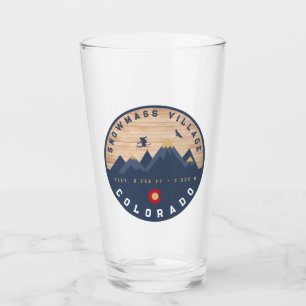 Verre Snowmass Colorado Drapeau Retro Sunset Ski Souveni