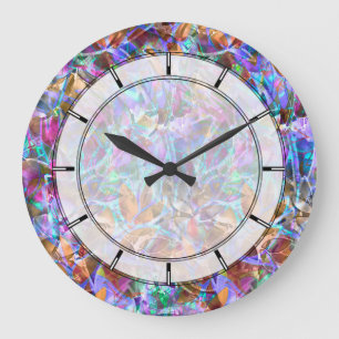 Verre souillé d'abrégé sur floral horloge murale