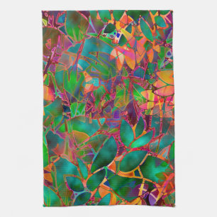 Verre souillé d'abrégé sur floral serviette