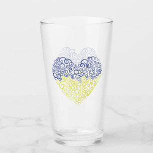 Verre Spiral tourbillons mehandi coeur drapeau ukrainien