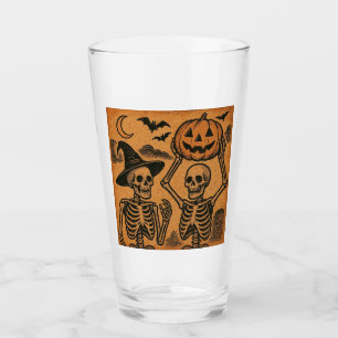 Verre Squelettes d'Halloween vintages/rétro