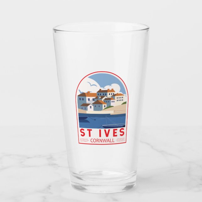 Verre St Ives Cornwall Angleterre Retro Travel Art Vinta (Devant)