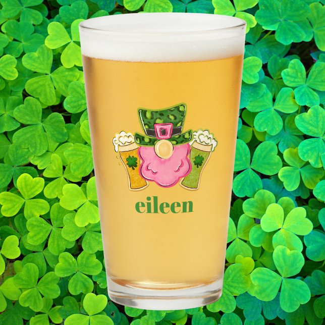 Verre St. Patrick’s Day Pink Leprechaun Beer Custom (Créateur téléchargé)