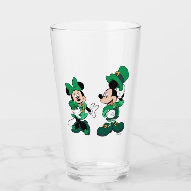 Verre St. Patrick's Day Mickey et Minnie (Devant)