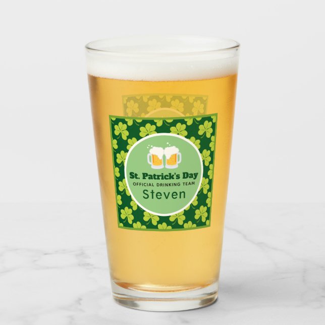 Verre St. Patrick's Drinking Team Clover Motif (Devant (rempli))