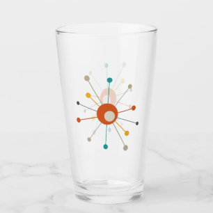 Verre Starburst atomique rouge Turquoise jaune mi-siècle