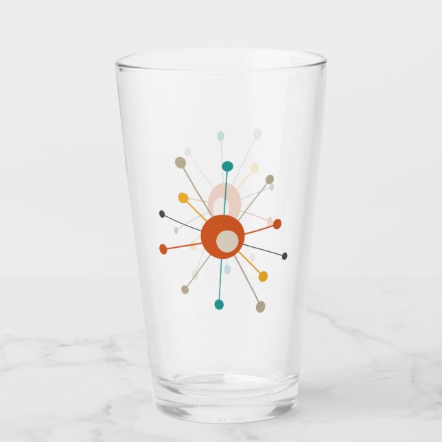 Verre Starburst atomique rouge Turquoise jaune mi-siècle