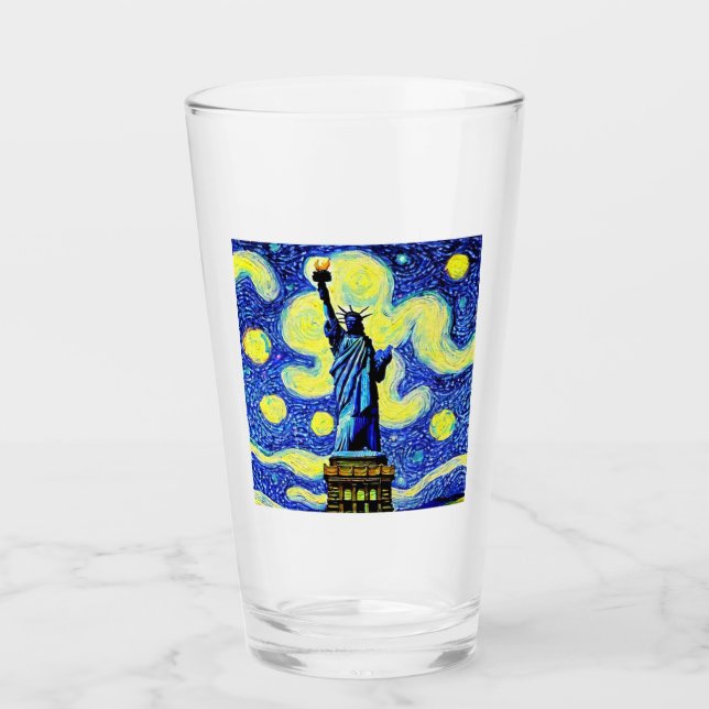 Verre Starry Night Statue De Liberty New York (Devant)