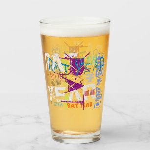 Verre Style Graffiti Rat chinois Année Zodiac Bière verr