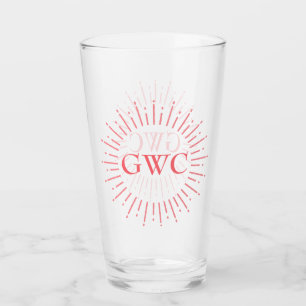 Verre Style vintage rose Sunburst Personnalisé Monogramm