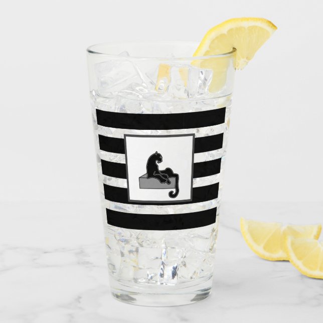 Verre Stylish Black Panther Cat White (Dos glace)
