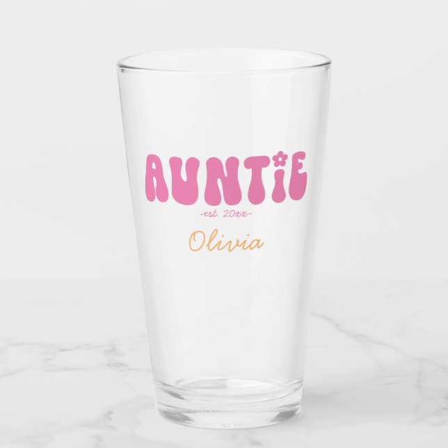 Verre Super Retro Rose Tante Établi Monogramme (Devant)