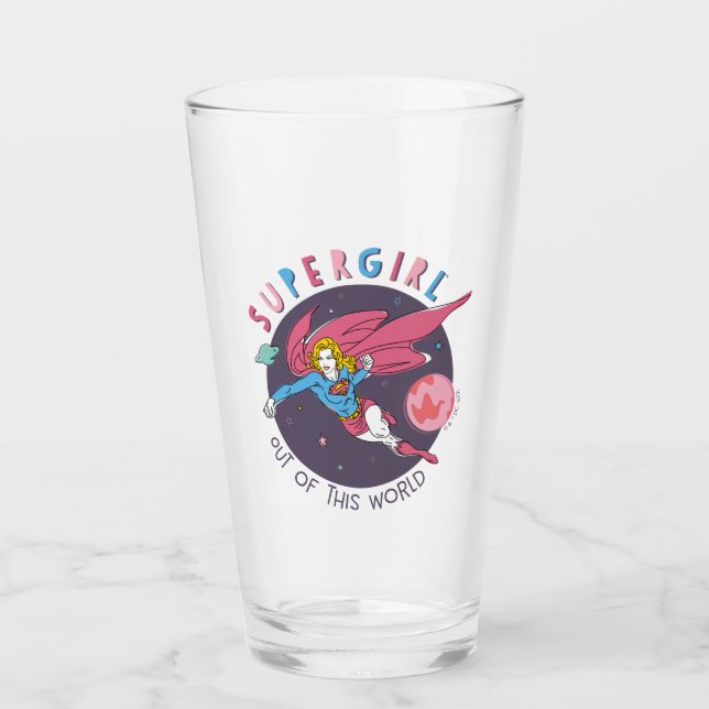 Verre Supergirl hors de ce monde Retro Graphisme (Devant)