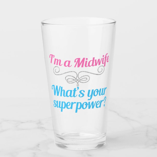 Verre Superhero de sage-femme drôle (Devant)