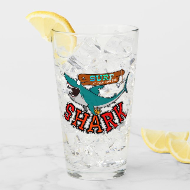 Verre Surf with the shark (Devant glace)