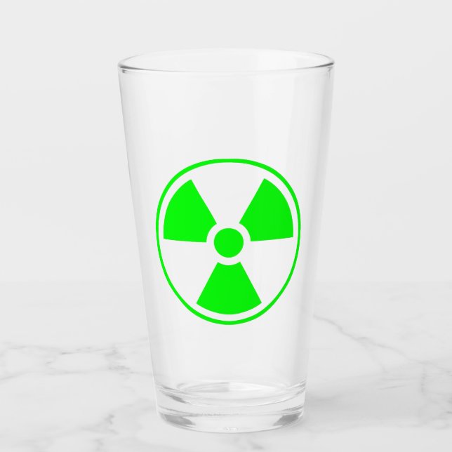 Verre Symbole de rayonnement radioactif nucléaire en ver (Devant)