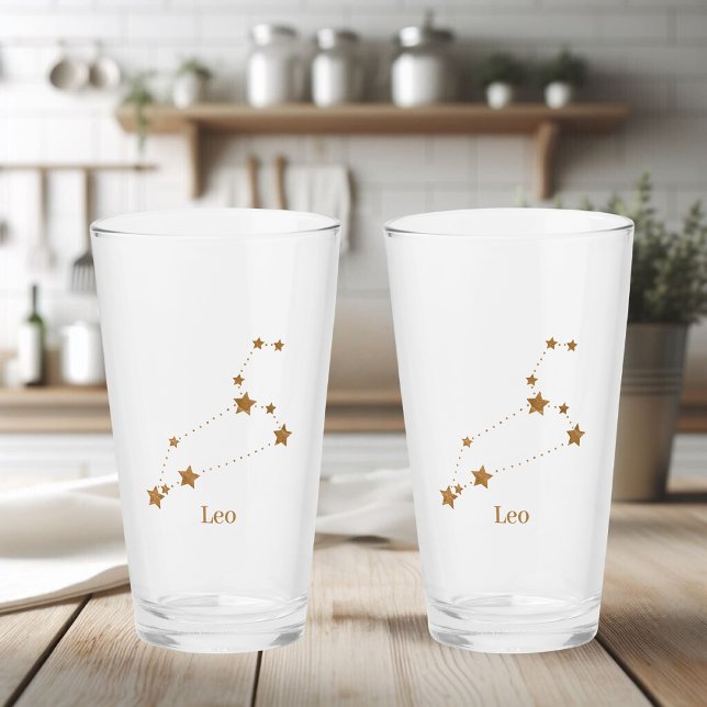 Verre SYMBOLE Zodiaque moderne Gold Leo | Incendie d'élé (Créateur téléchargé)