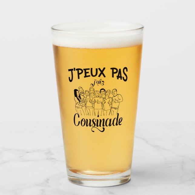 Verre T-shirt j'peux pas j'ai cousinade (Devant (rempli))