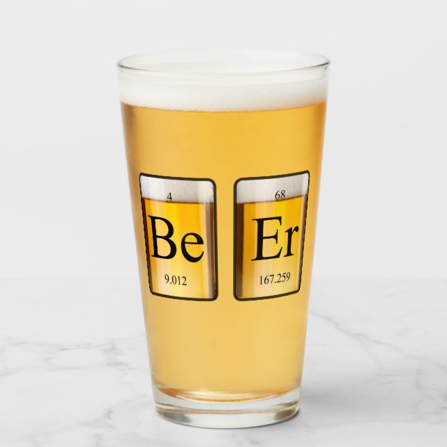 Verre Tableau périodique : Soyez Er (Devant (rempli))