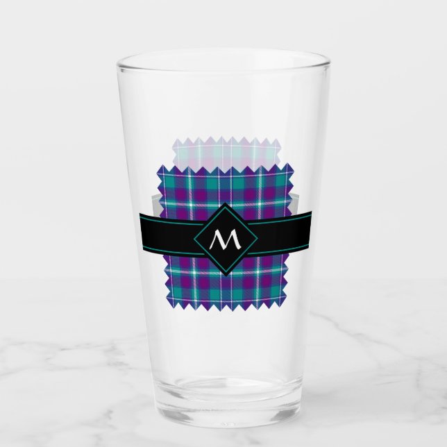 Verre Tartan vert de mer, violet et bleu (Devant)